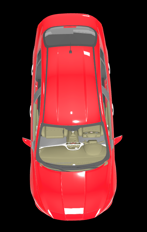Top-down view of sedan